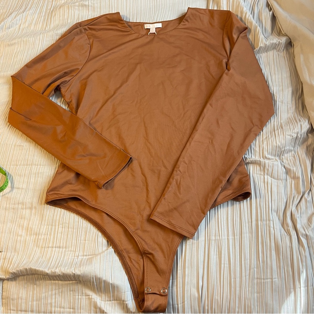 Gianni Bini long sleeve burnt orange bodysuit size XL new with tags‎
